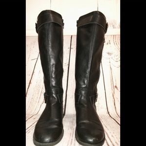 Black leather riding boots